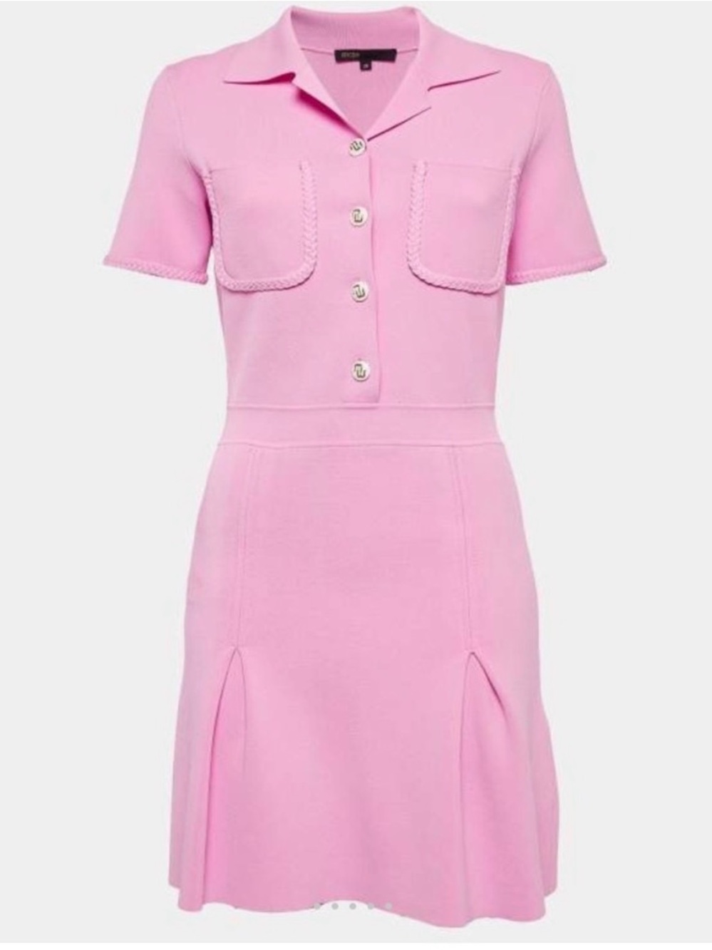 Maje Pink Short-Sleeve Polo Mini Dress